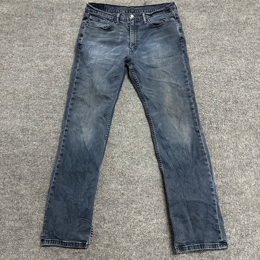 Levi's Jeans Mens Size 36 Blue 514 Straight Fit Dark Wash Denim Frayed Hem
